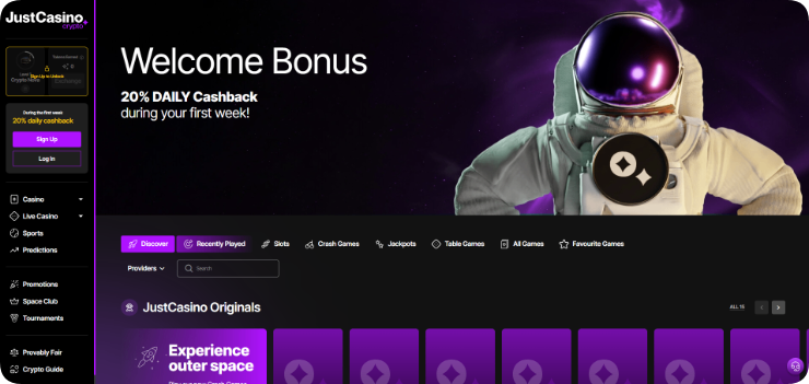 JustCasino welcome bonus